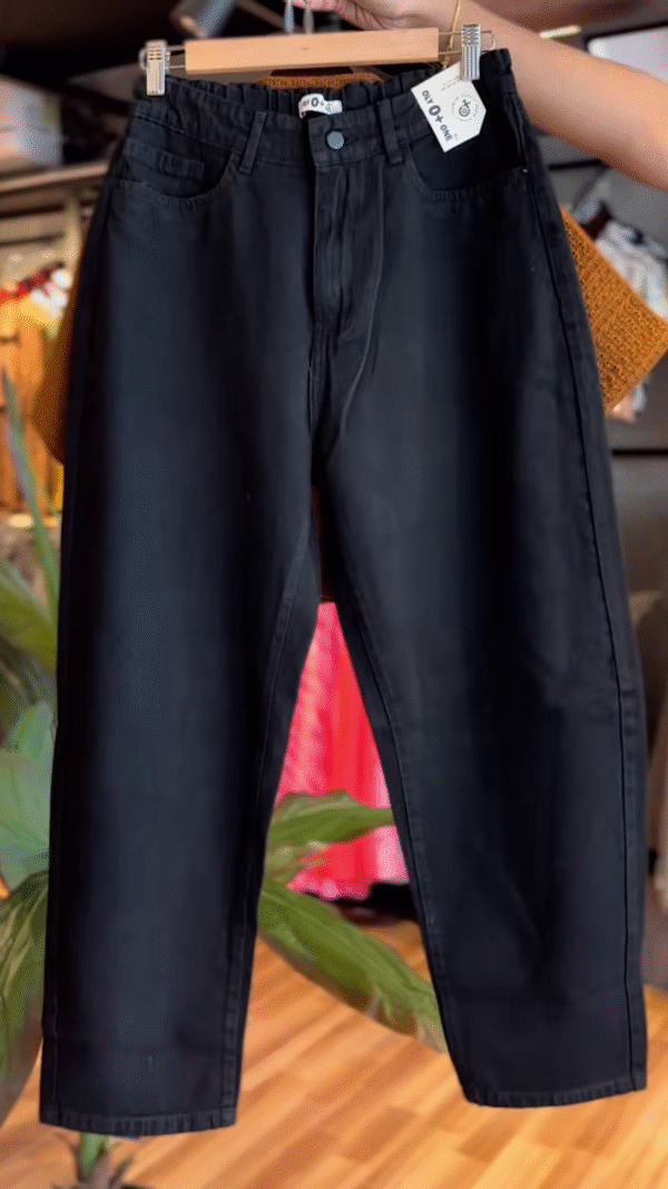 Textured Rust-Colored Shirt with Black Wide-Leg Pants - Image 2