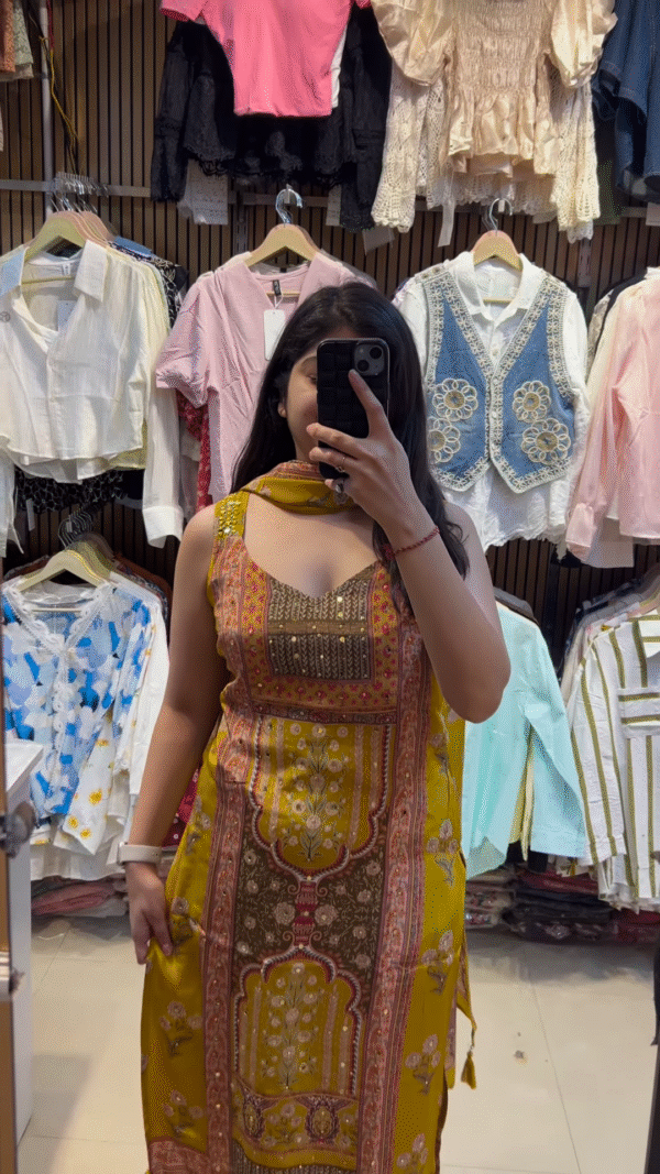 Stylish Maroon and Teal Ethnic Dress with Scarf - Image 4