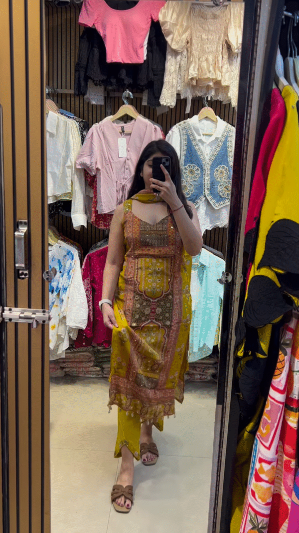 Stylish Maroon and Teal Ethnic Dress with Scarf - Image 5