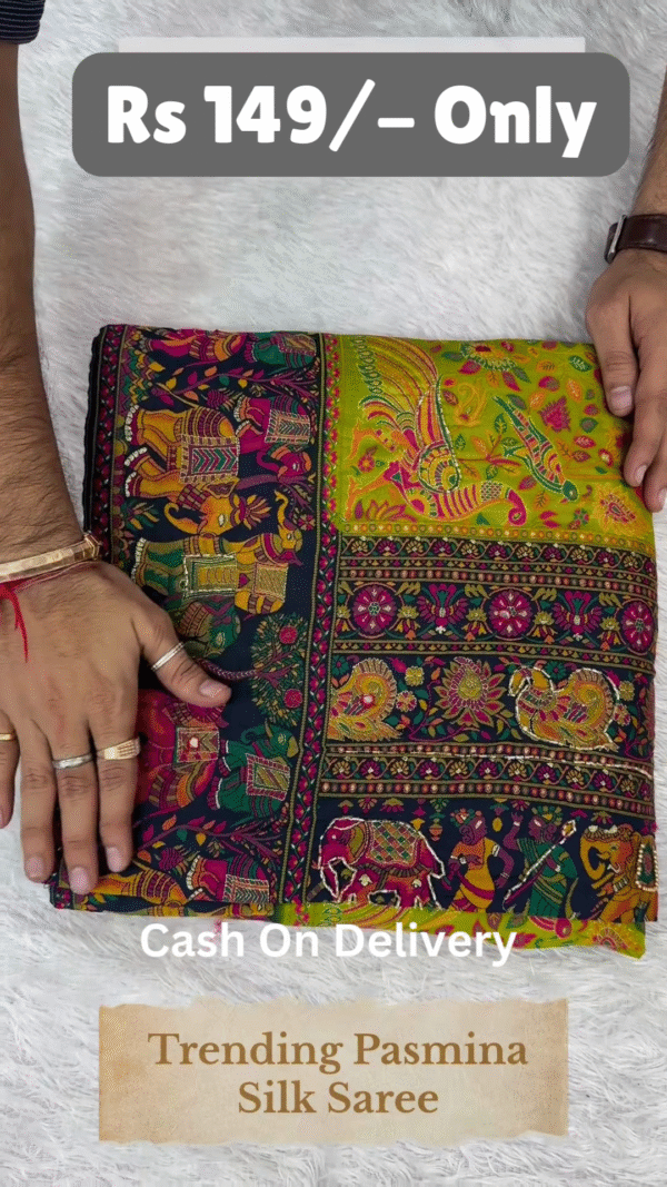 Rangin Pashmina Silk Saree - Image 3