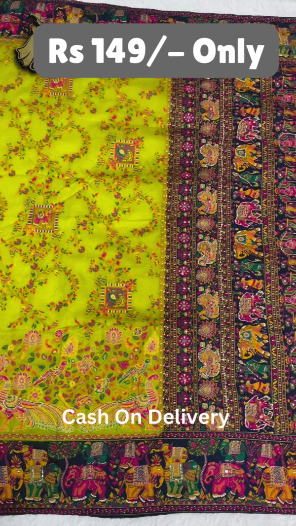 Rangin Pashmina Silk Saree - Image 2