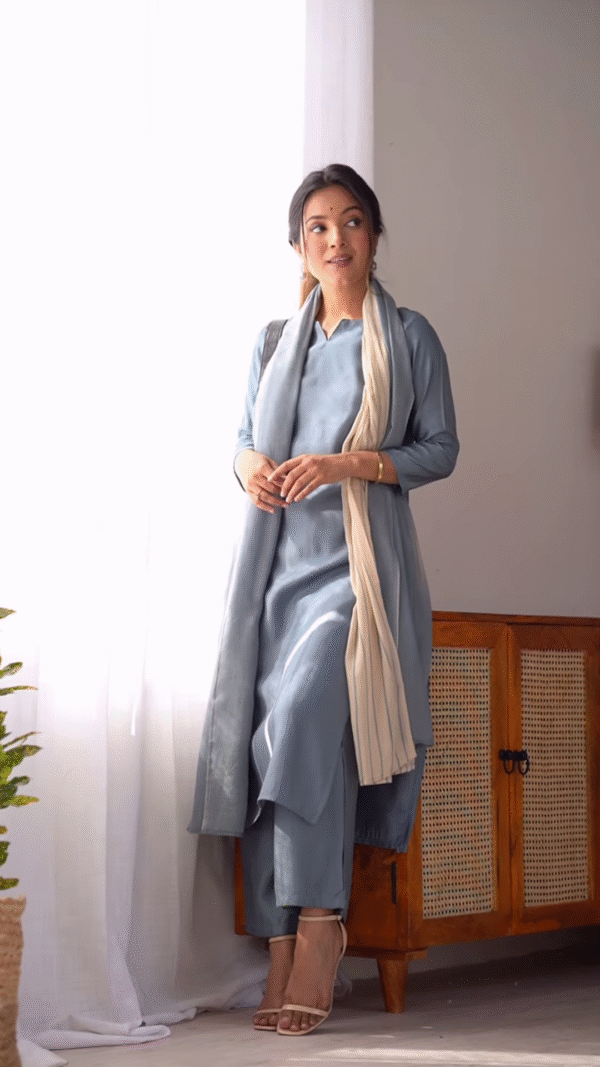 Floral Hand-Painted Kurta Set – 4 Elegant Shades - Image 6