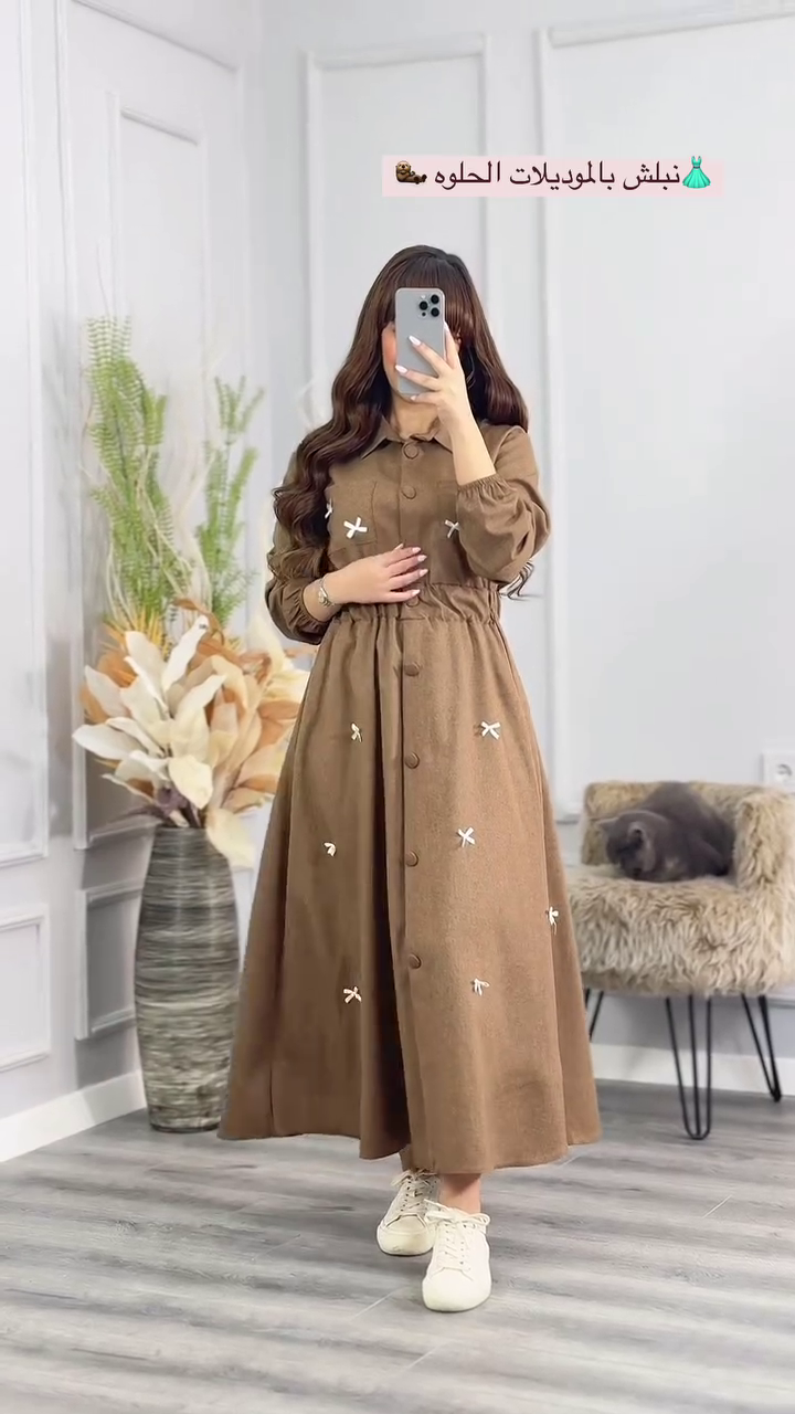 Modest Olive Green Buttoned Flared Dress – Effortless Elegance & Comfort - Image 3