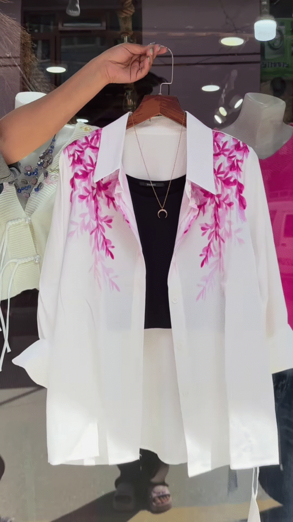 🌿 Elegant Floral Embroidered Shirt – Available in 3 Colors! 🌿 - Image 4