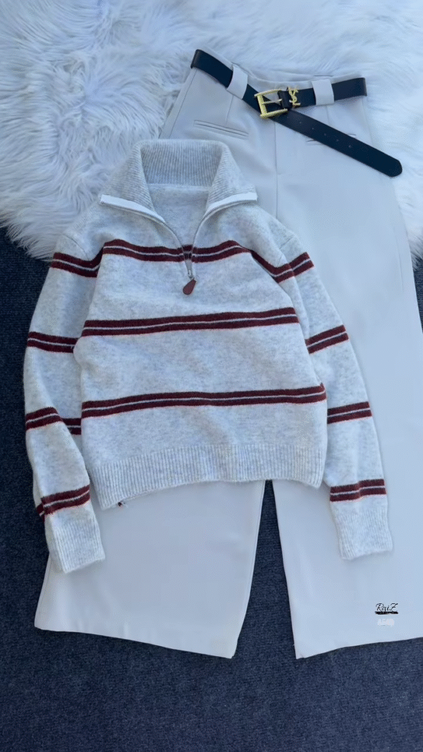 ❤️‍🔥 Raya Stripe: Zip-Up Sweater & High-Waist Trouser Set - Image 4