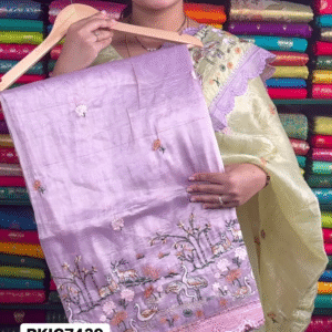 Elegant Embroidered Organza Saree – 4 Color Variants