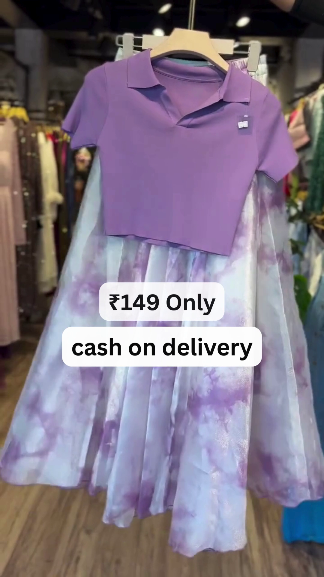 Lavender Crop Top with Flowy Printed Skirt – Just ₹149 - Image 3