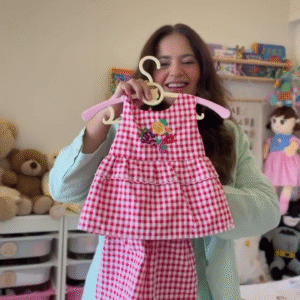 Adorable Red Checkered Baby Dress Set – Sweet & Playful Charm