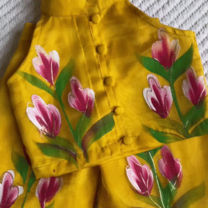 Vibrant Yellow Floral Co-Ord Set – Artistic Elegance for Festive Moments