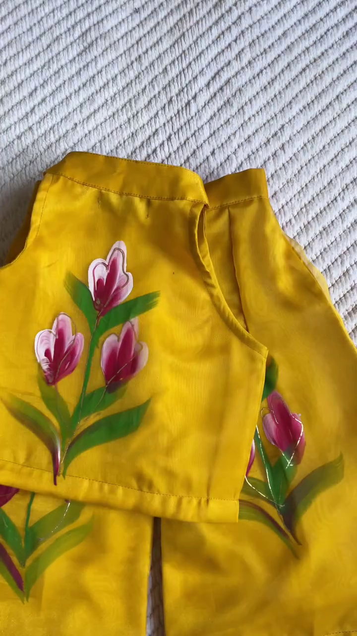 Vibrant Yellow Floral Co-Ord Set – Artistic Elegance for Festive Moments - Image 4