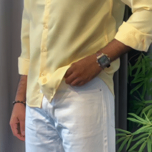Classic Pastel Yellow Shirt – Fresh & Refined Men’s Casual Look