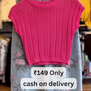 Vibrant Pink Ribbed Knit Top – Just ₹149