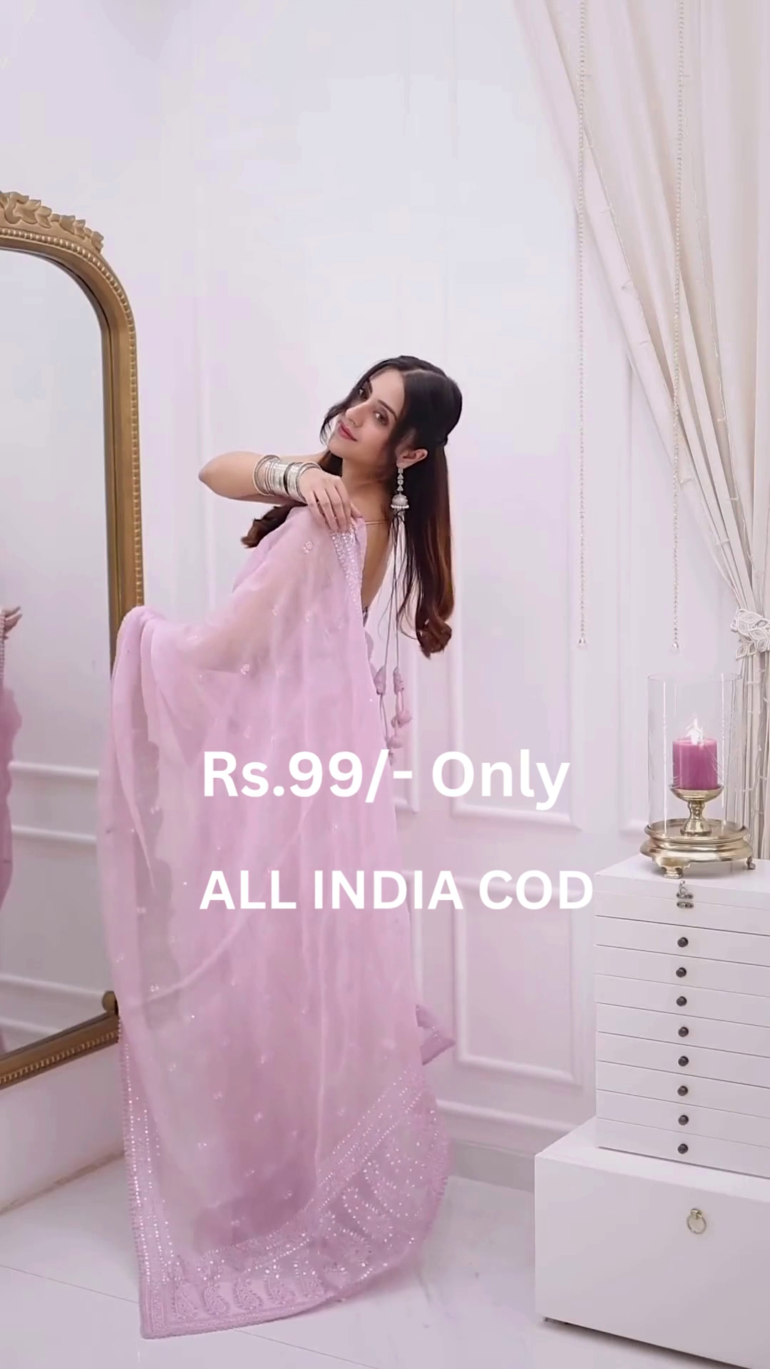 Elegant Baby Pink Saree at Just Rs.99 - Image 3