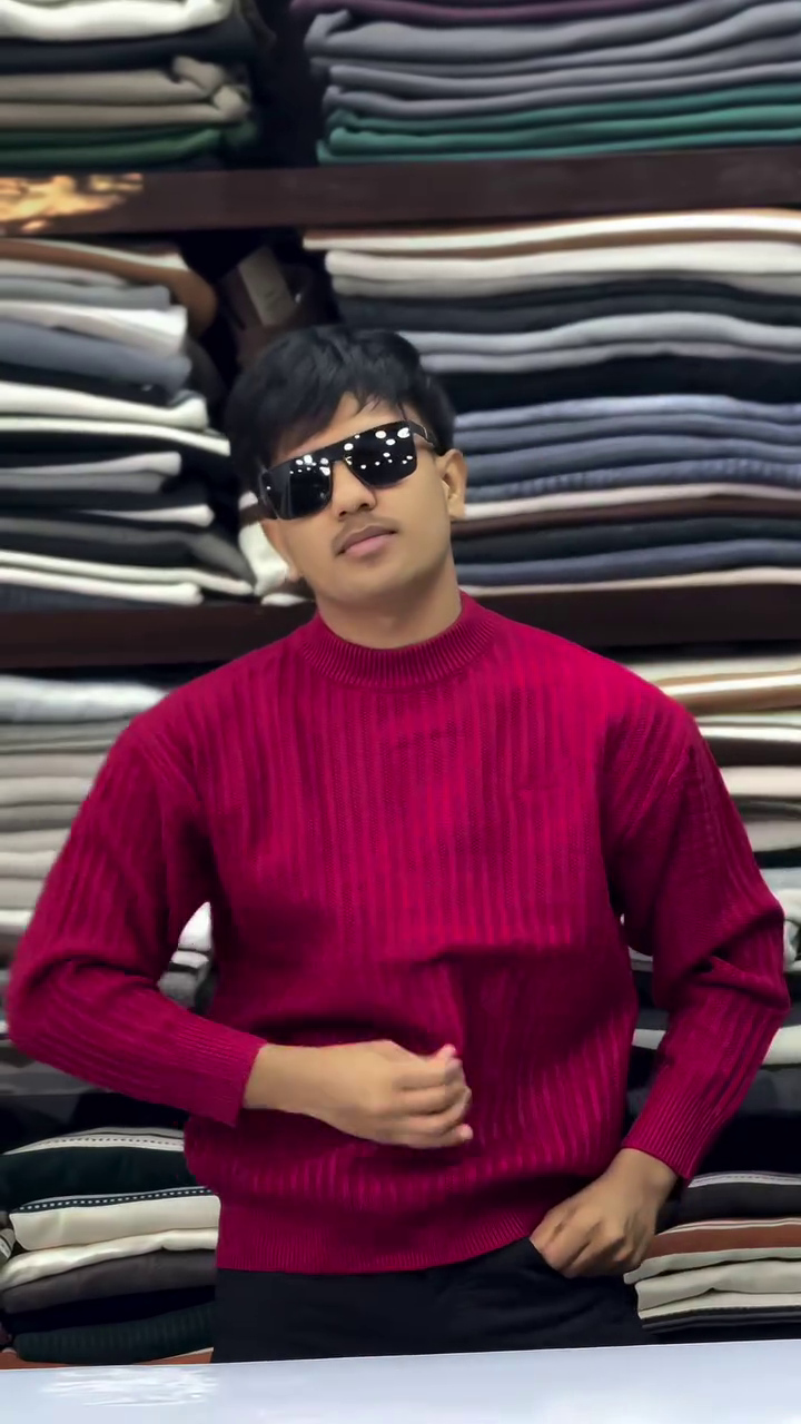 Bold Maroon Ribbed Sweater for Sharp Winter Style