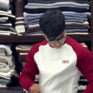 Sporty Red & White Raglan Sweatshirt for Casual Street Style