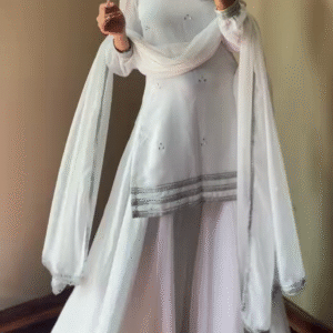 Graceful White Anarkali Set for Festive Glam