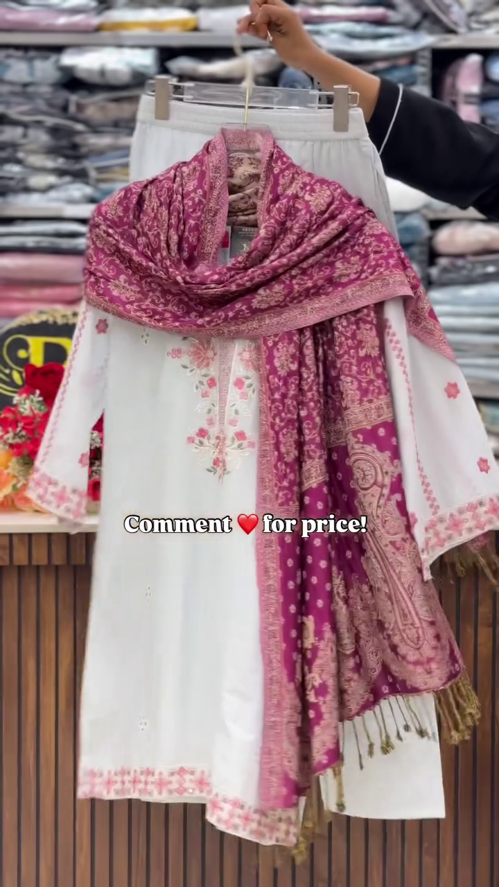 Elegant White Kurti with Pink Printed Dupatta – Festive Special - Image 4