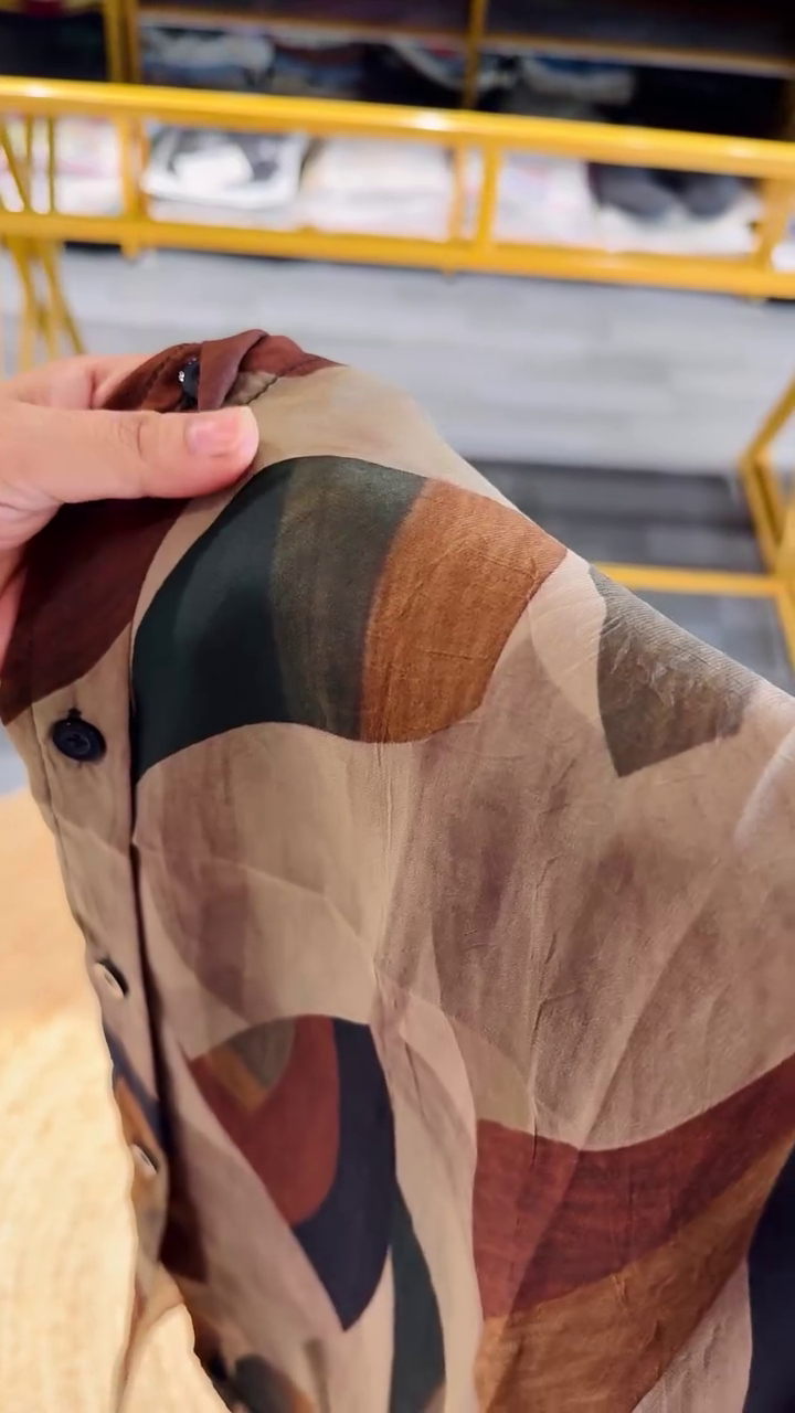 Stylish Brown Geometric Printed Shirt – Smart Casual Wear - Image 6