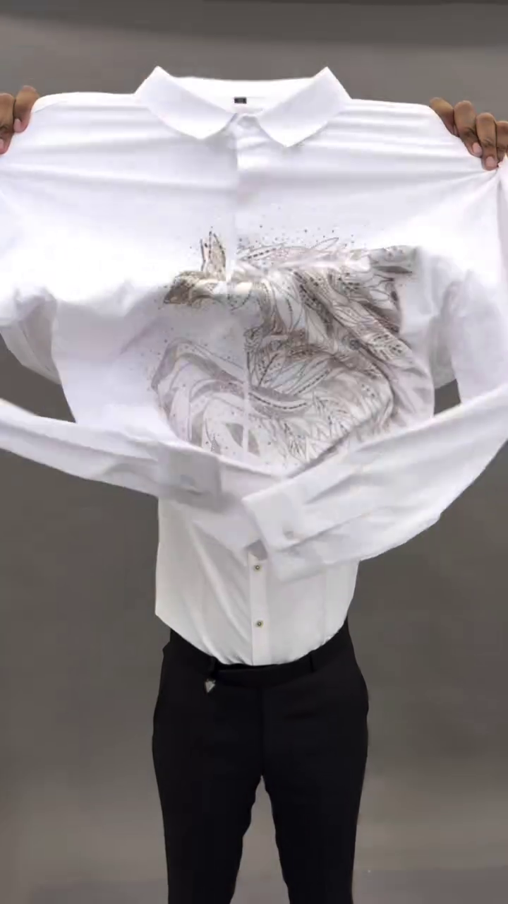 White Graphic T-Shirt with Artistic Wing Design – Bold Casual - Image 4