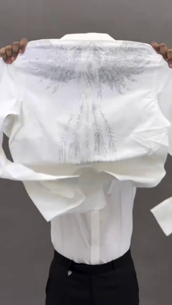 White Graphic T-Shirt with Artistic Wing Design – Bold Casual - Image 18