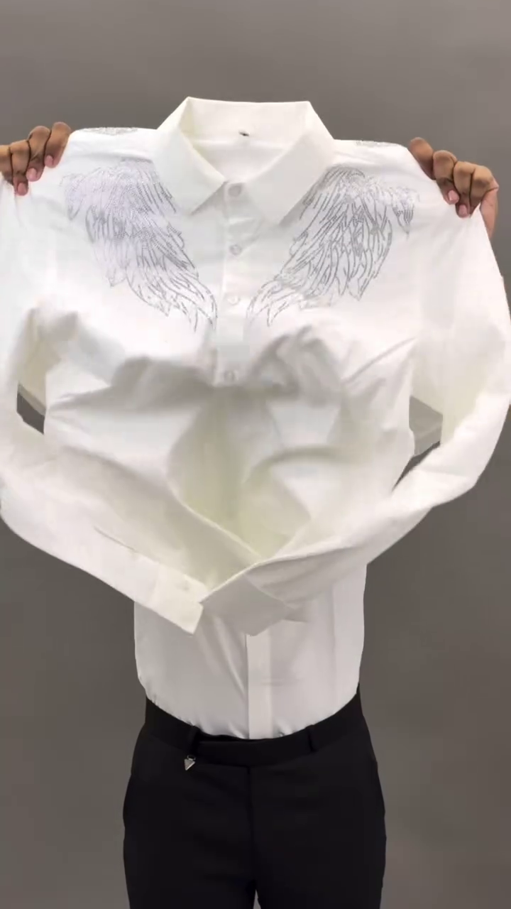 White Graphic T-Shirt with Artistic Wing Design – Bold Casual - Image 13