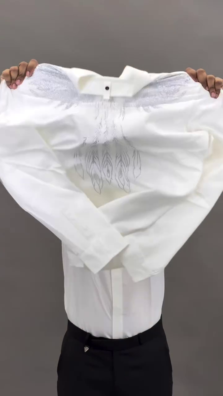 White Graphic T-Shirt with Artistic Wing Design – Bold Casual - Image 12