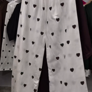 White Heart-Print Palazzo Pants – Playful & Comfortable