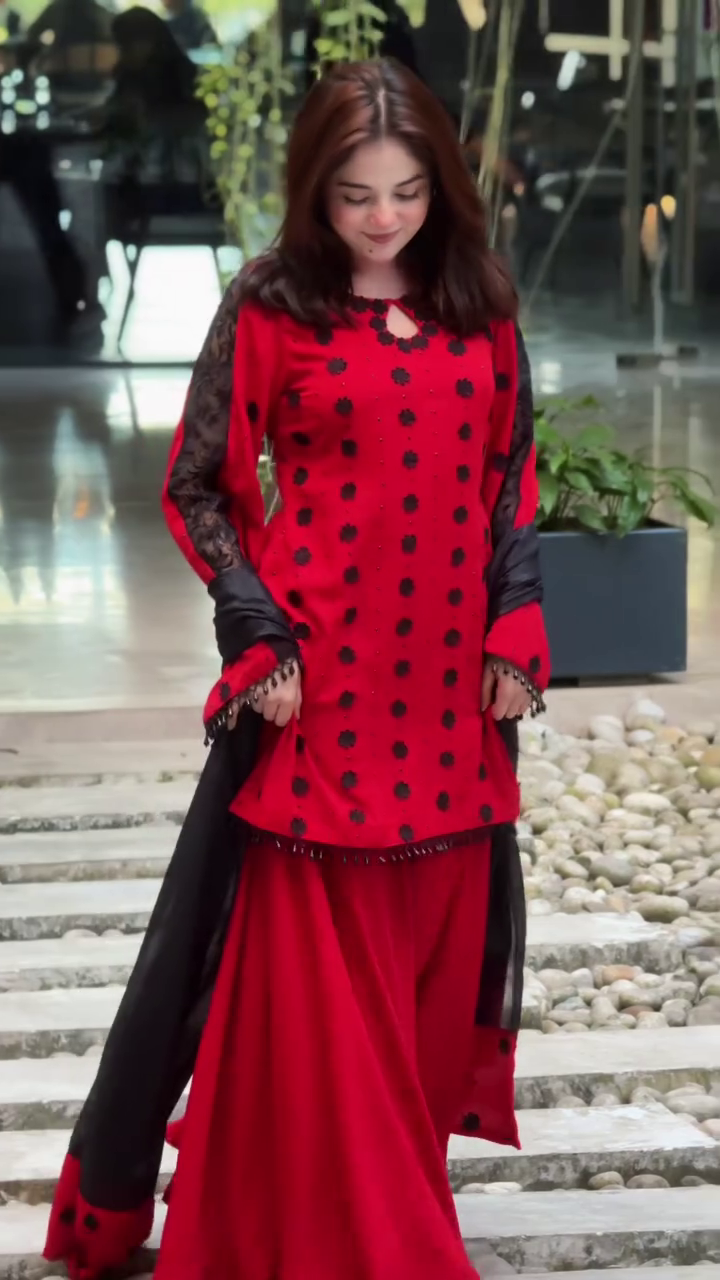 Bold Red & Black Traditional Ensemble – Striking Festive Elegance - Image 5