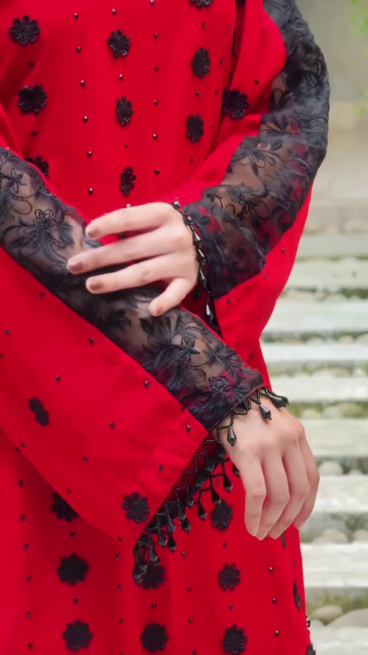 Bold Red & Black Traditional Ensemble – Striking Festive Elegance - Image 4