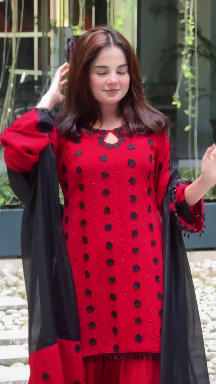 Bold Red & Black Traditional Ensemble – Striking Festive Elegance - Image 2