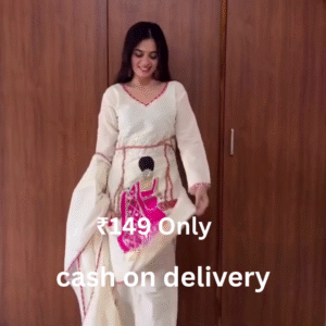 Charming Cream Printed Salwar Suit – Subtle & Sophisticated