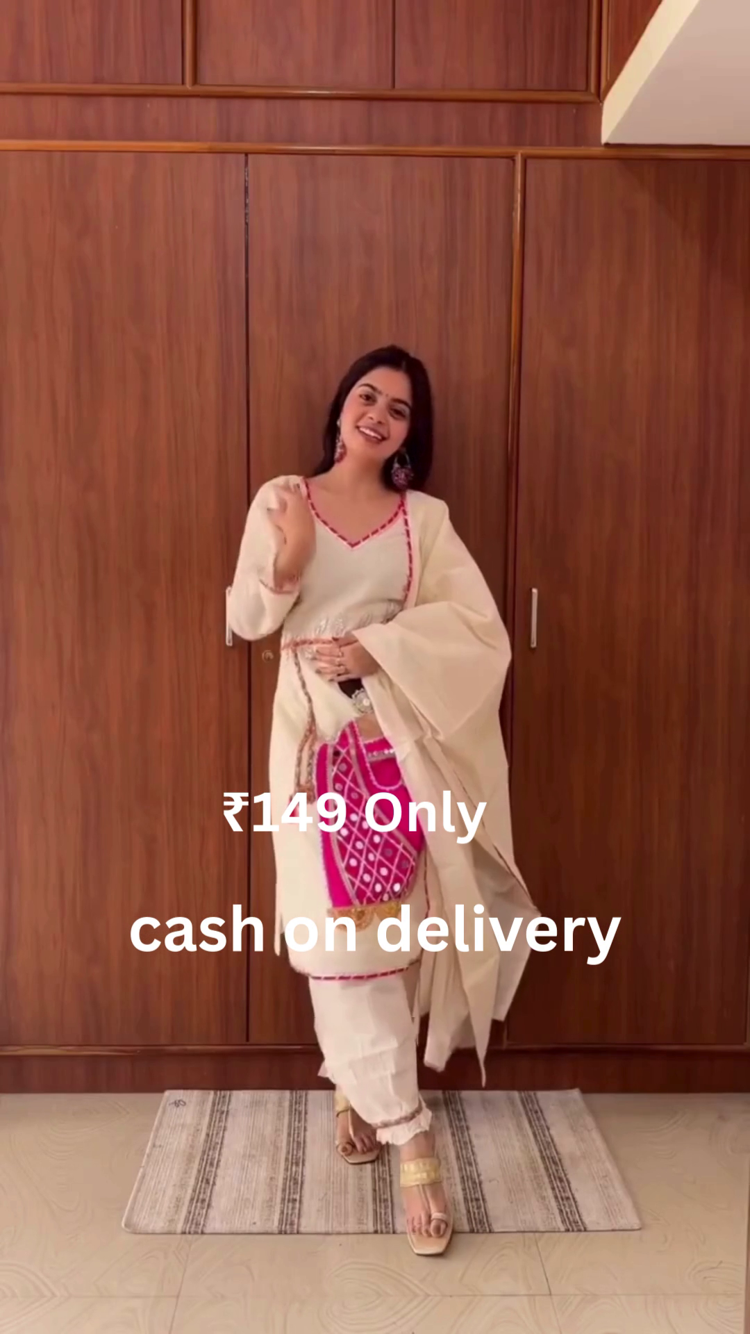 Charming Cream Printed Salwar Suit – Subtle & Sophisticated - Image 4