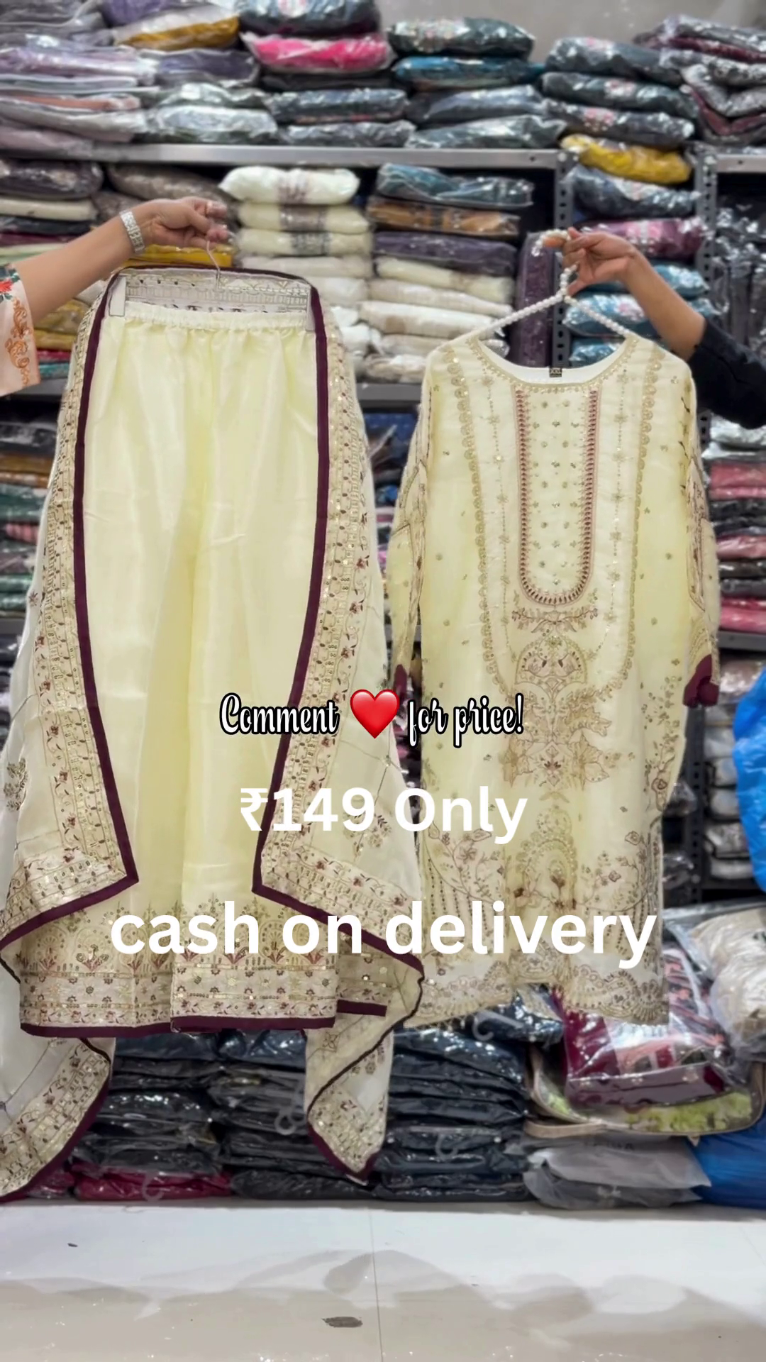 Royal Cream Embroidered Suit Set – Timeless Festive Elegance - Image 3