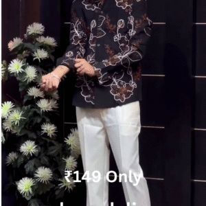 Modern Floral Black Shirt – Statement Style at Just ₹149 with Cash on Delivery