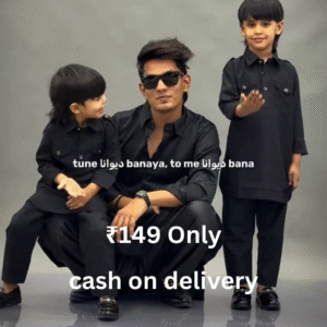 Classic Black Family Kurta Set – Coordinated Elegance at ₹149 with Cash on Delivery