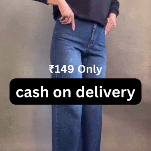 High-Waist Wide-Leg Jeans – Trendy Women’s Casual Wear at ₹149 | Cash on Delivery Available