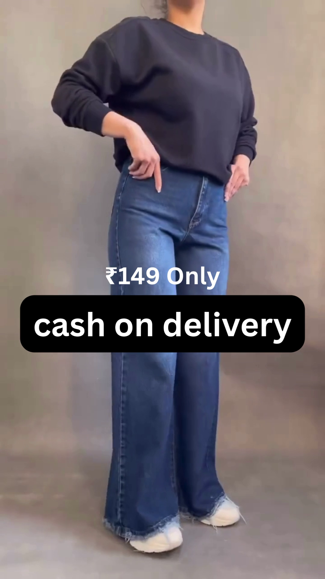 High-Waist Wide-Leg Jeans – Trendy Women’s Casual Wear at ₹149 | Cash on Delivery Available