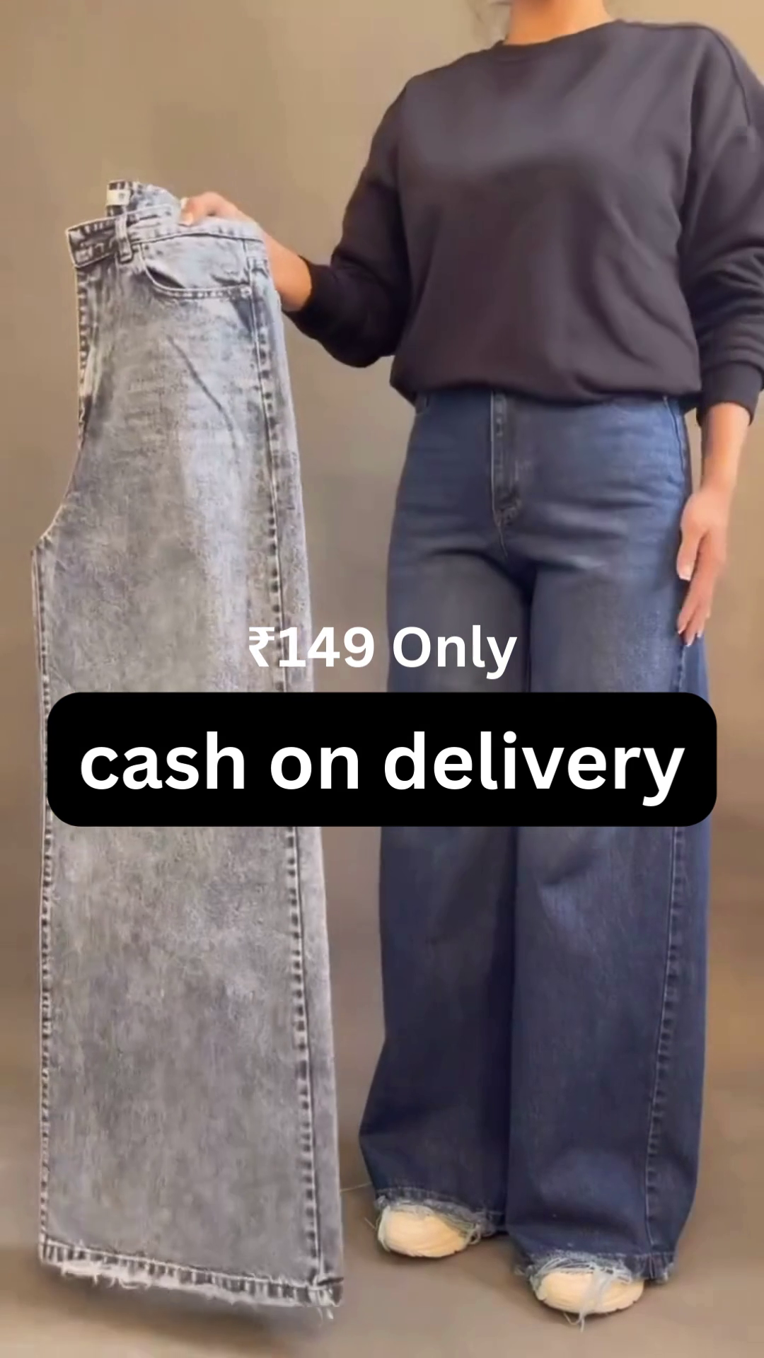 High-Waist Wide-Leg Jeans – Trendy Women’s Casual Wear at ₹149 | Cash on Delivery Available - Image 3