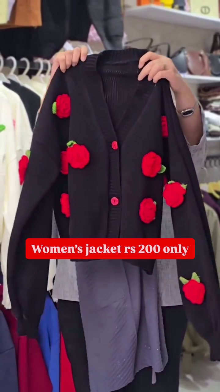 Women’s Floral Knit Cardigan – Chic Winter Layer at ₹200 Only - Image 2