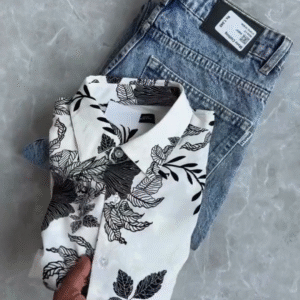 Men’s Floral Print Shirt with Denim – Trendy Combo at ₹149 | Cash on Delivery