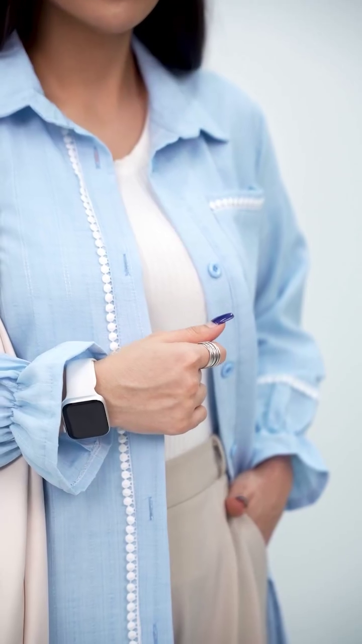 Modern Black Shirt with White Lace Accent - Image 4