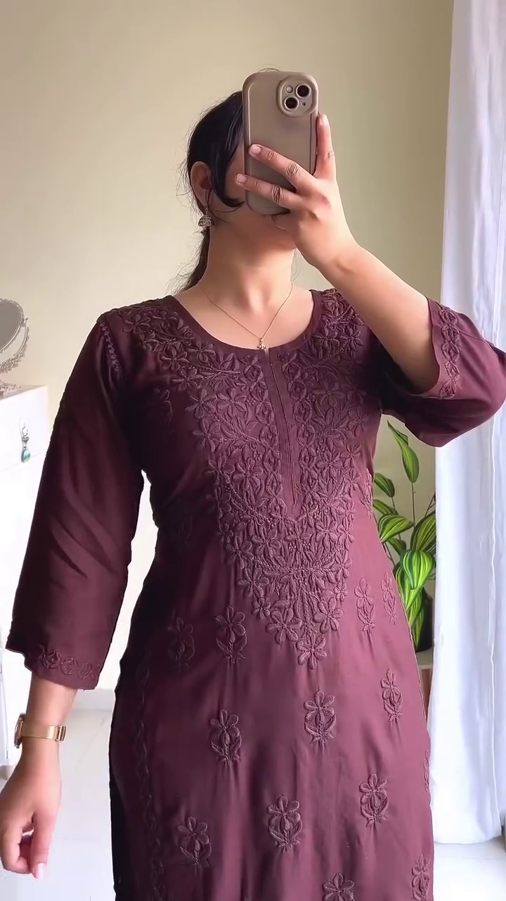 Royal Purple Embroidered Kurti Set – A Statement of Elegant Simplicity - Image 5