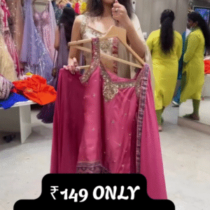 Pink Designer Ethnic Gown – Affordable Glamour with Festive Charm