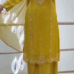 Mustard Yellow Embroidered Suit – Radiant Festive Elegance