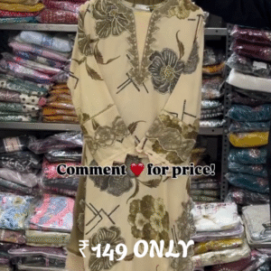 Beige Floral Printed Kurta Set – Subtle Tones with Statement Prints