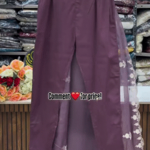 Elegant Mauve Palazzo Set with Sheer Embroidered Overlay