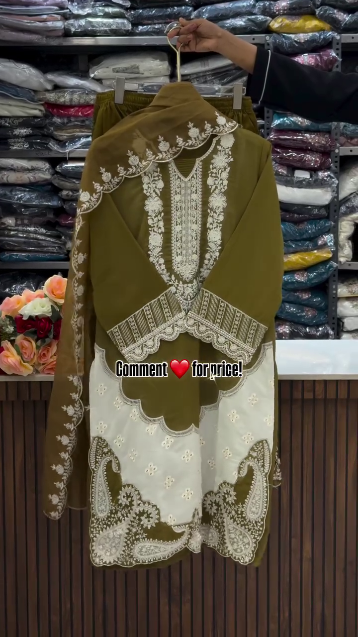 Elegant Mauve Palazzo Set with Sheer Embroidered Overlay - Image 7