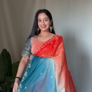 Vibrant Multicolor Ombre Saree with Intricate Embroidery