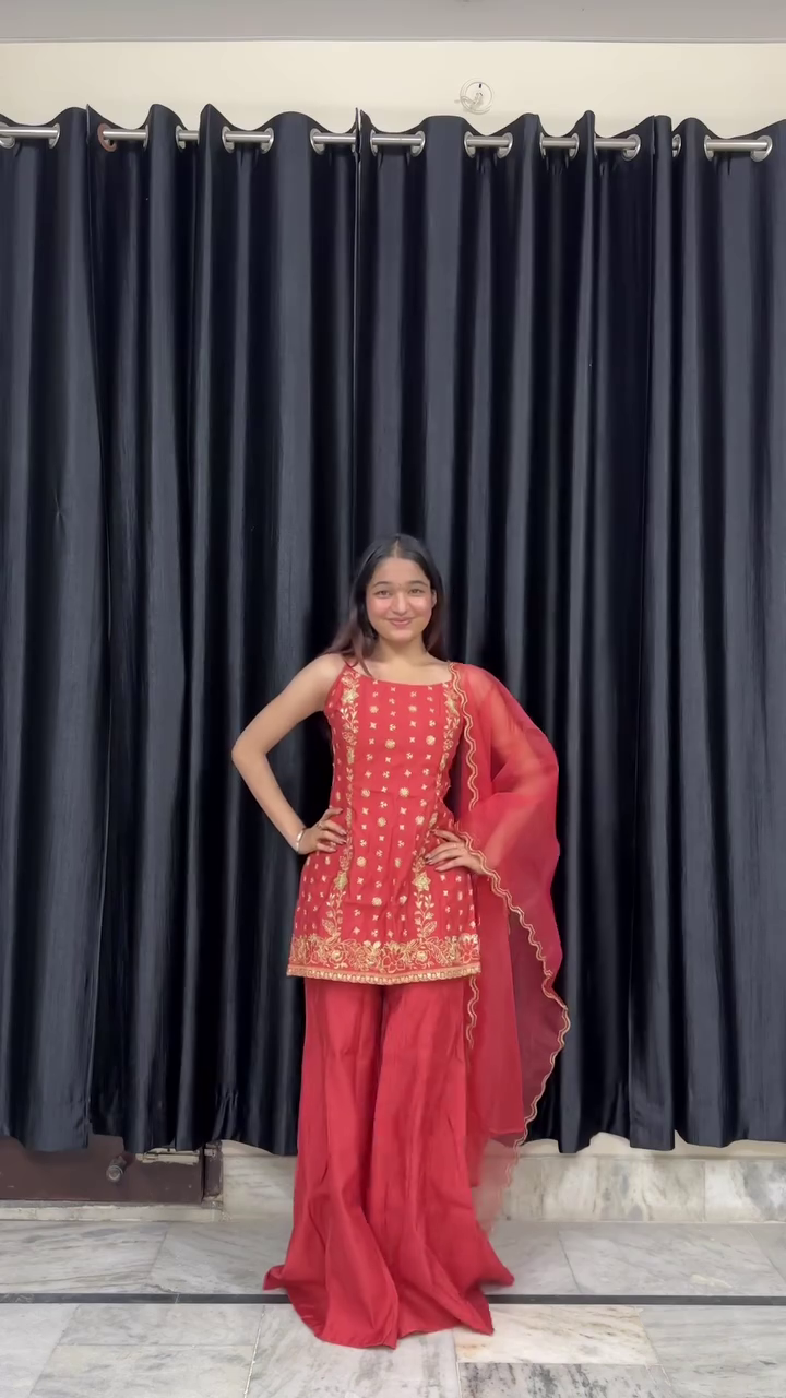Bold Red Saree with Contemporary Back Design
