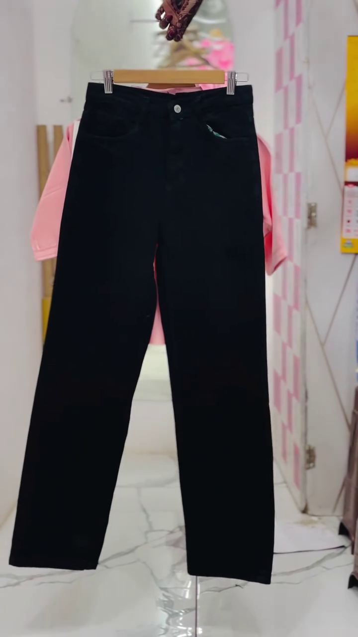 Soft Pink Embroidered Shirt with Classic Black Bottom - Image 2